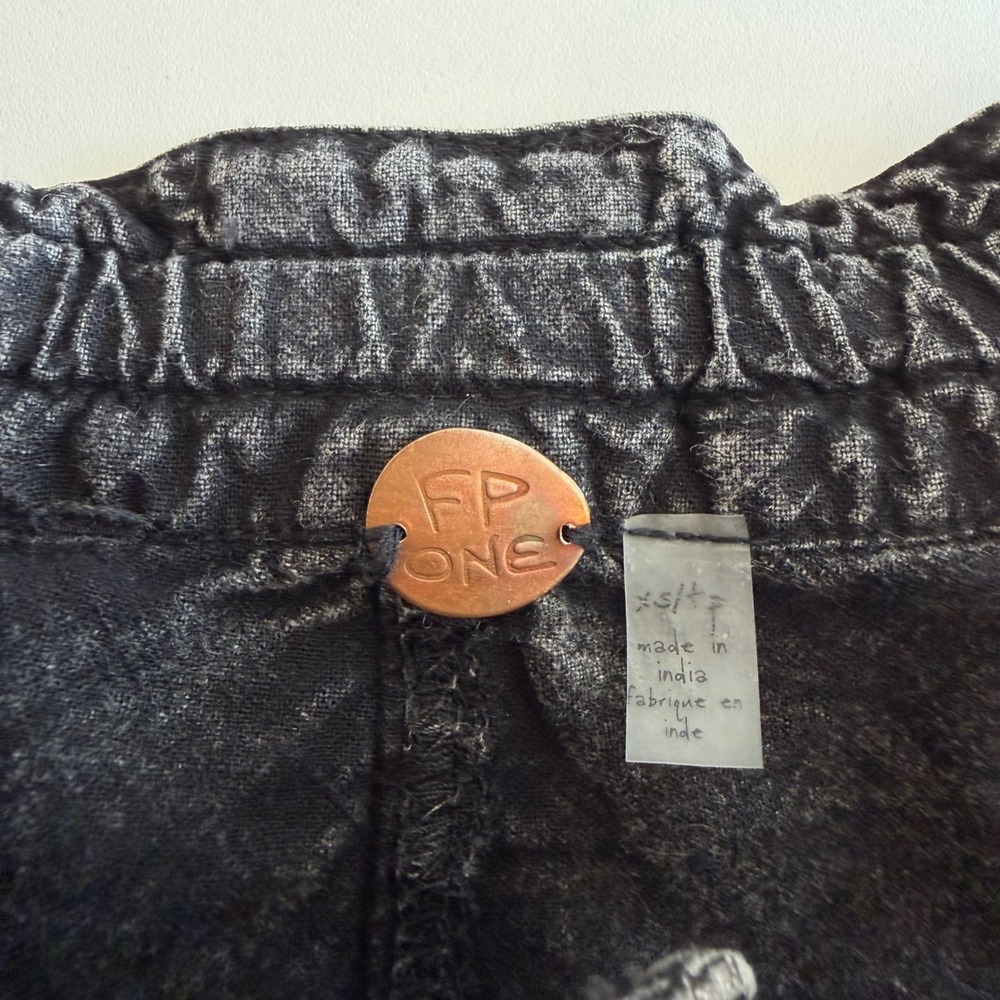 Free People FP One Waffle Knit Cargo Pants Washed Black Thermal Joggers XS Boho - Picture 6 of 9